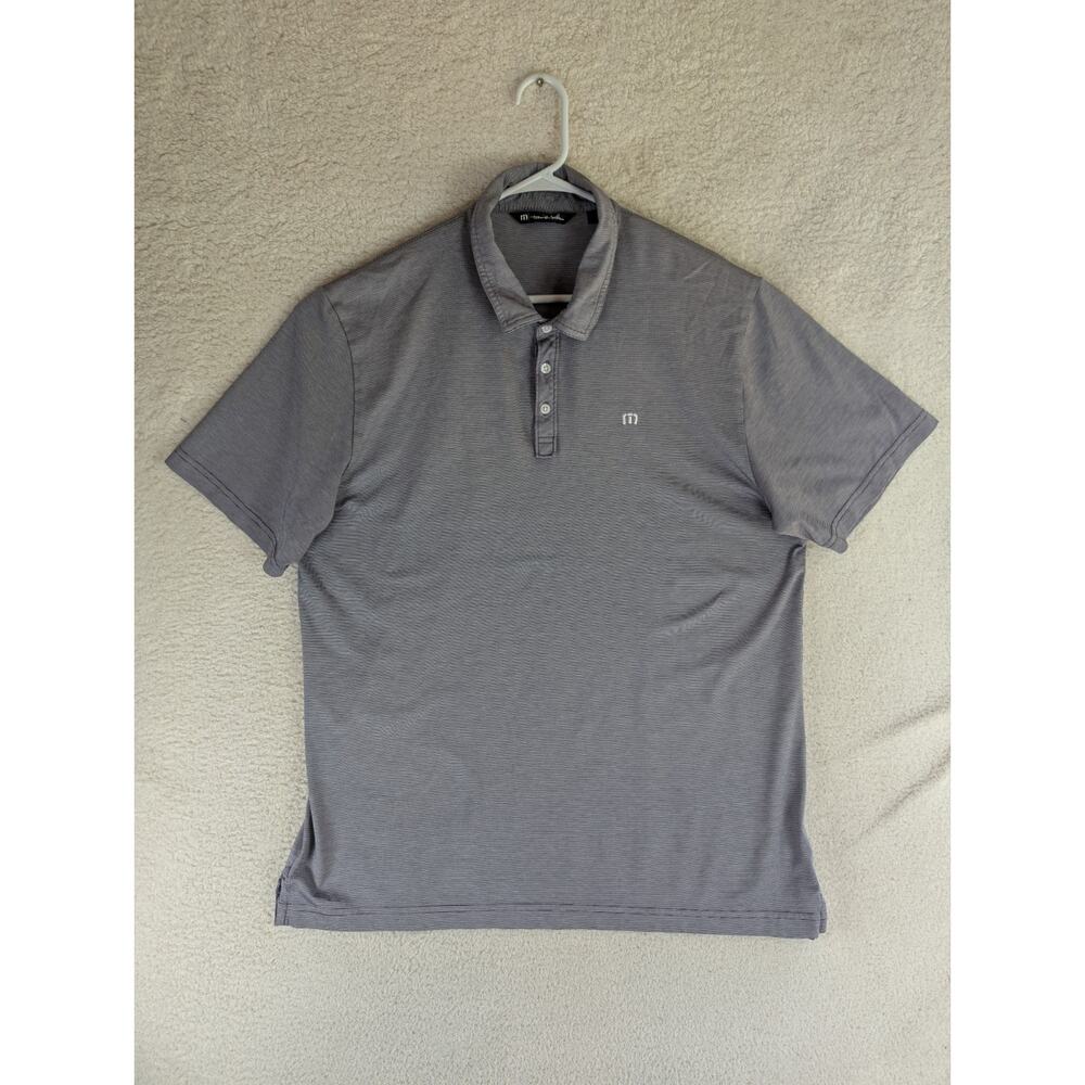 Travis Mathew Polo Shirt Mens XL Black White Striped Golf Pima Cotton